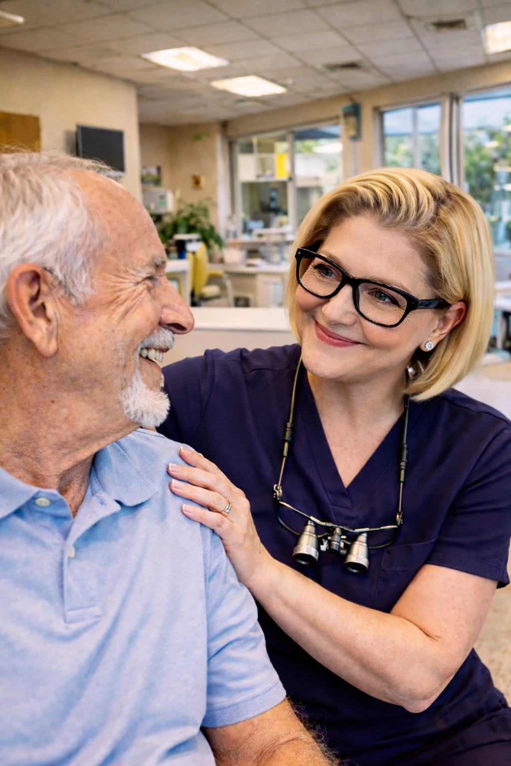 Mindy providing care to an older patient